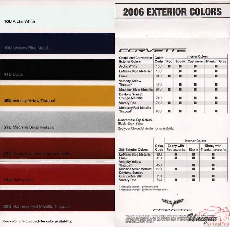 2006 Corvette Paint Charts Corporate 1